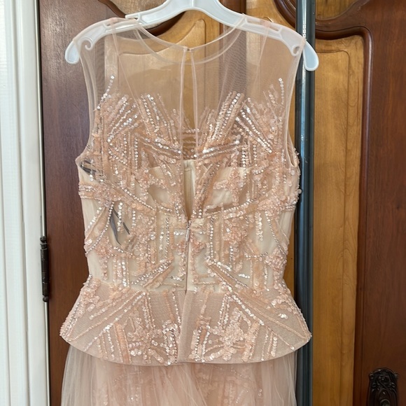 MONIQUE LHUILLIER – SPRING 2015 – BEFORE SUNRISE COLLECTION PINK BEADED GOWN - Picture 9 of 14